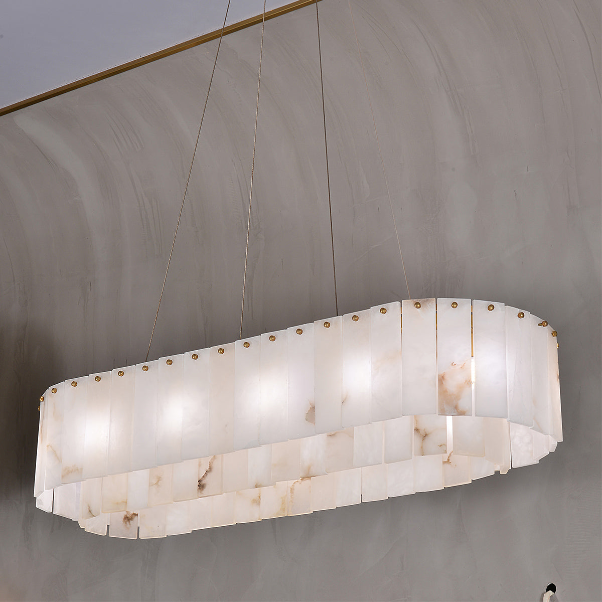 High-End Alabaster Linear Chandelier